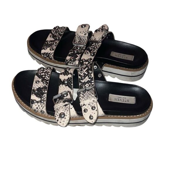 STEVEN NEW YORK Studded Snakeskin Slide Sandals - Picture 2 of 5
